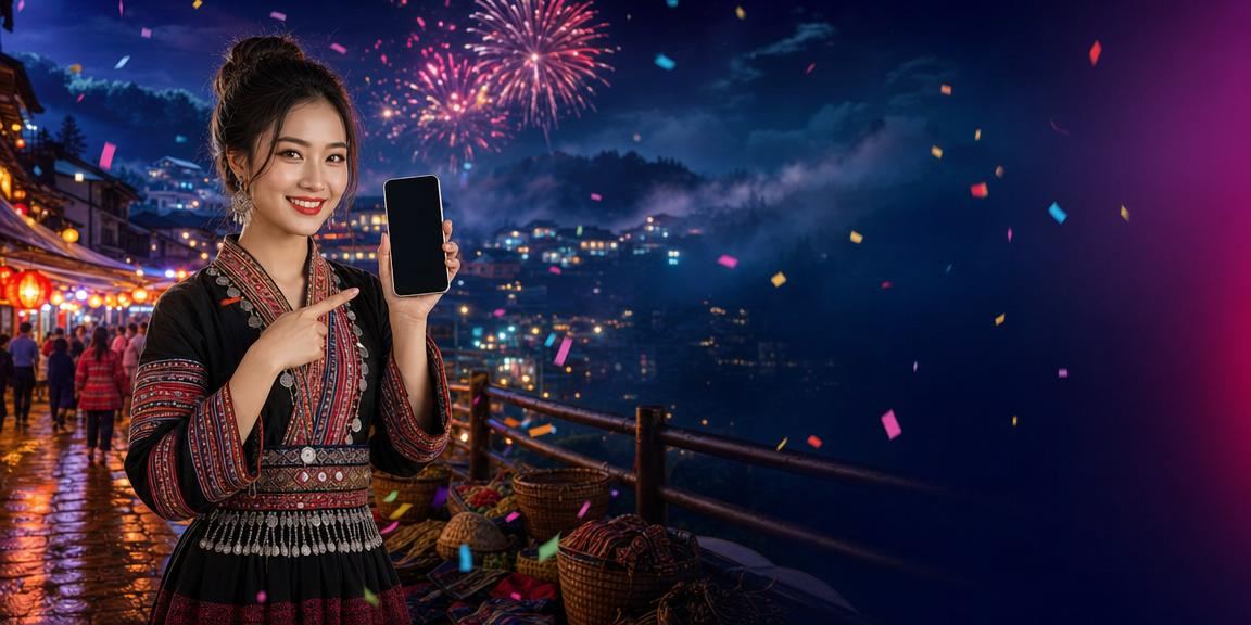 Người dùng trải nghiệm 1008 trên điện thoại tại Sapa mùa lễ hội